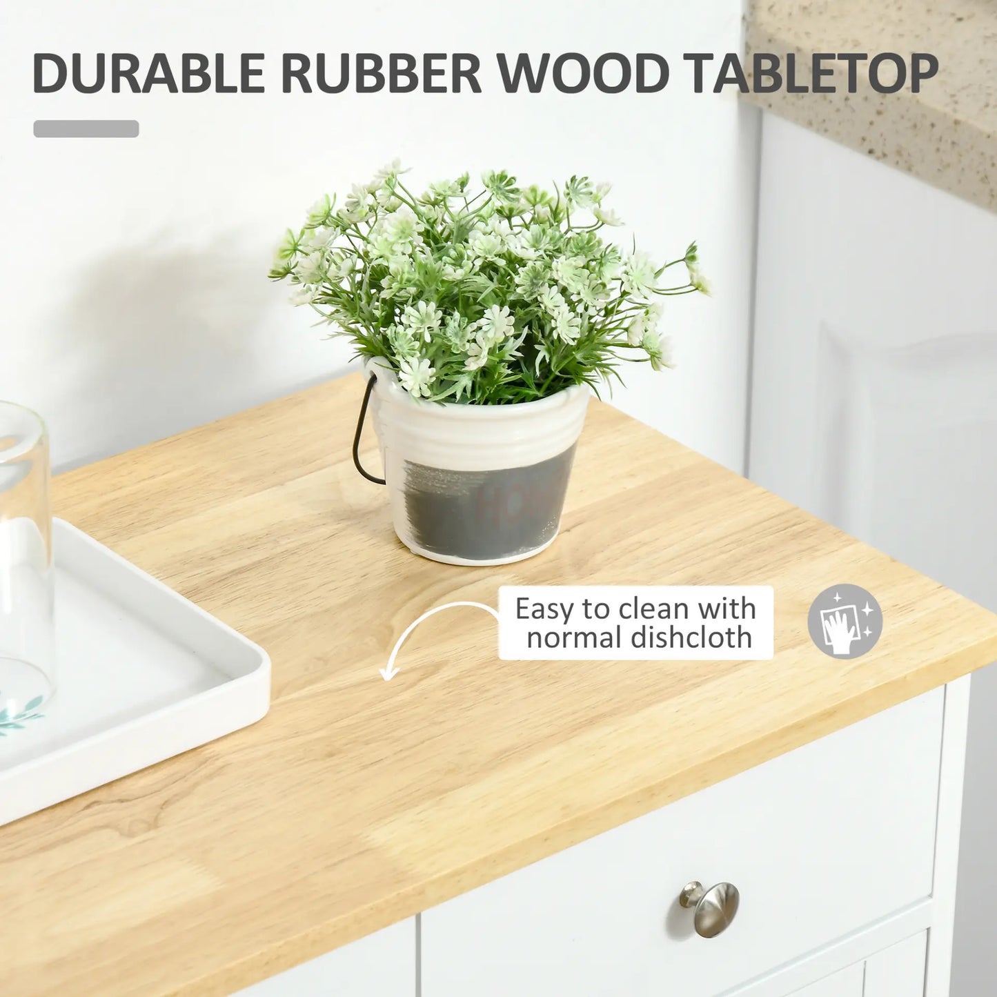 Kitchen Floor Cabinet Side Storage Cupboard Multi-use Sideboard Table - Living with Luxury