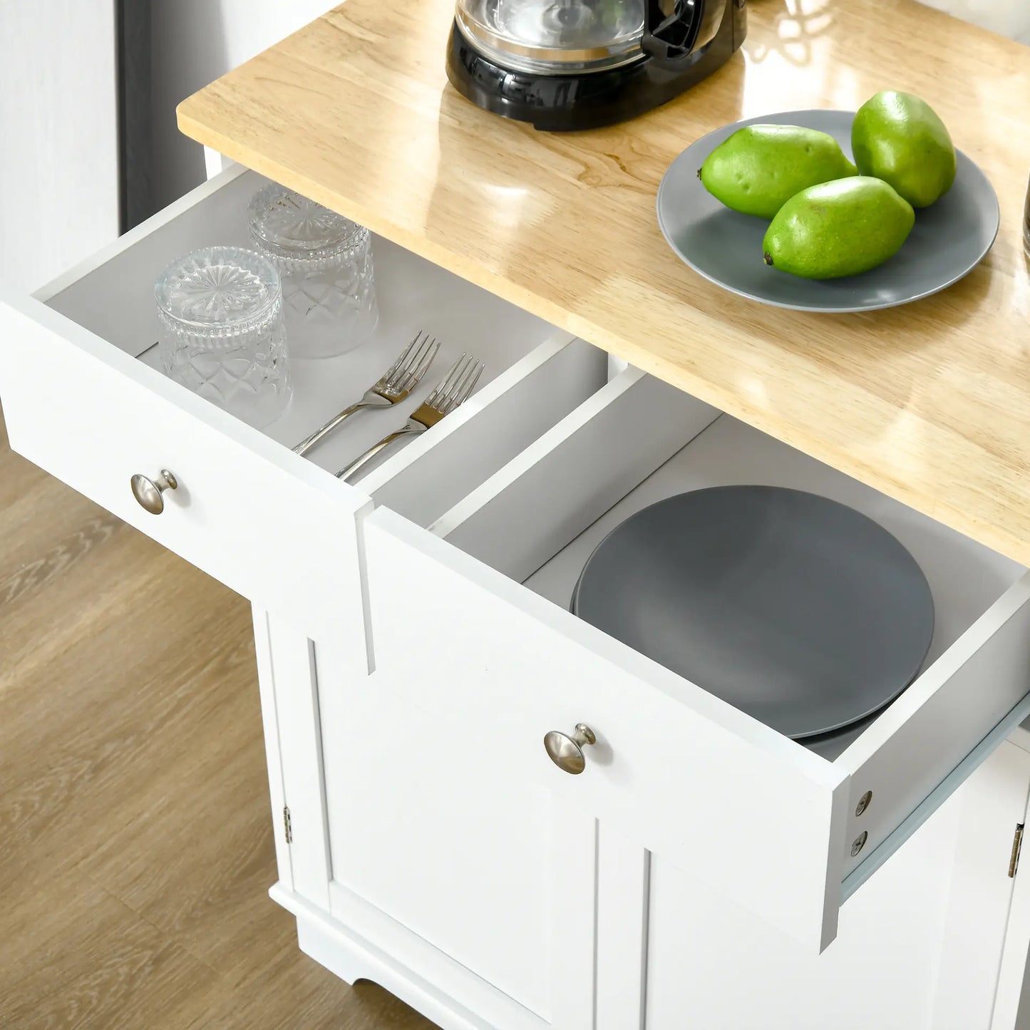 Kitchen Floor Cabinet Side Storage Cupboard Multi-use Sideboard Table - Living with Luxury