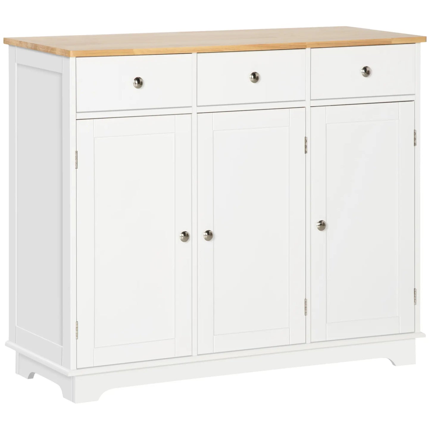 Modern Sideboard with Rubberwood Top, Buffet Cabinet with Storage - Living with Luxury
