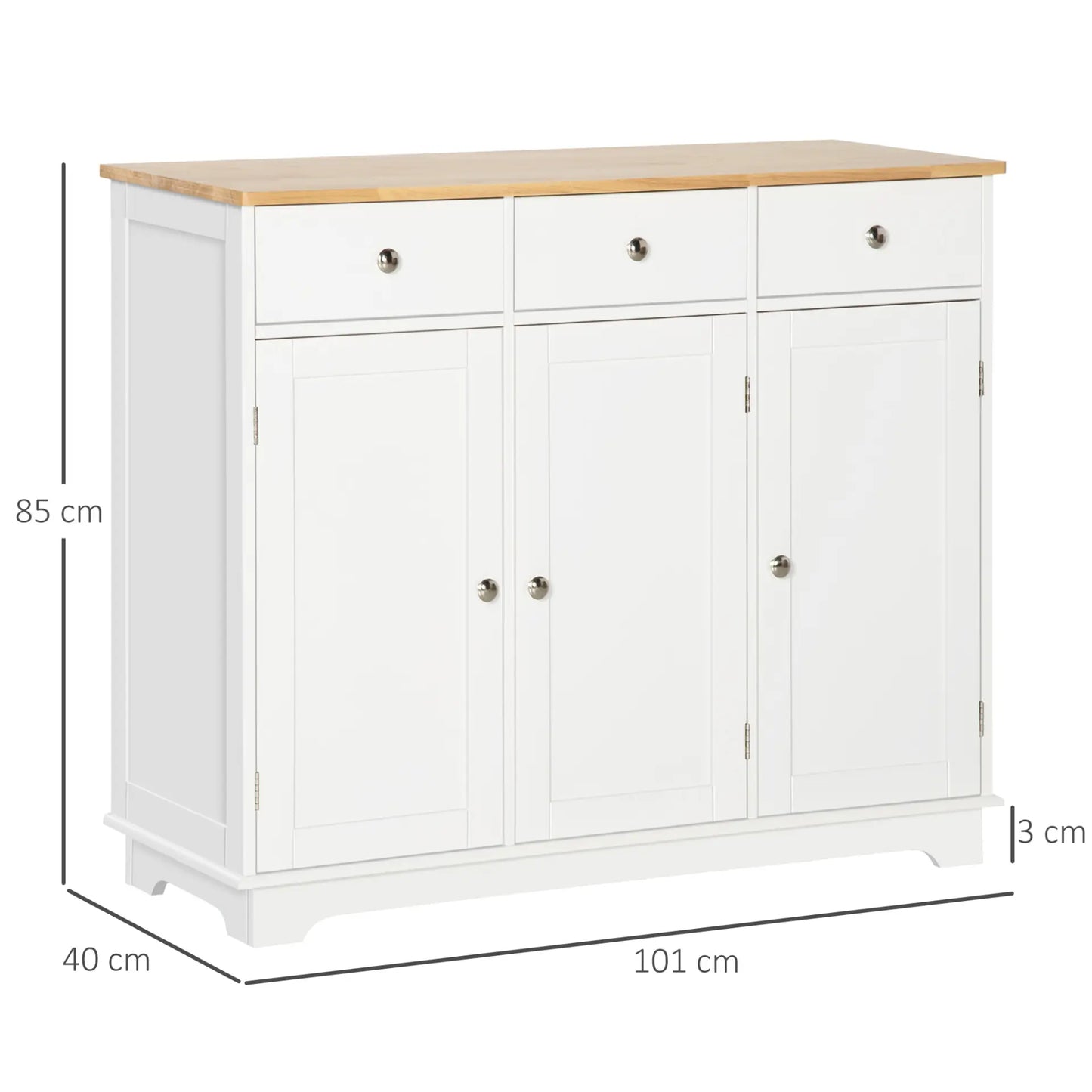 Modern Sideboard with Rubberwood Top, Buffet Cabinet with Storage - Living with Luxury