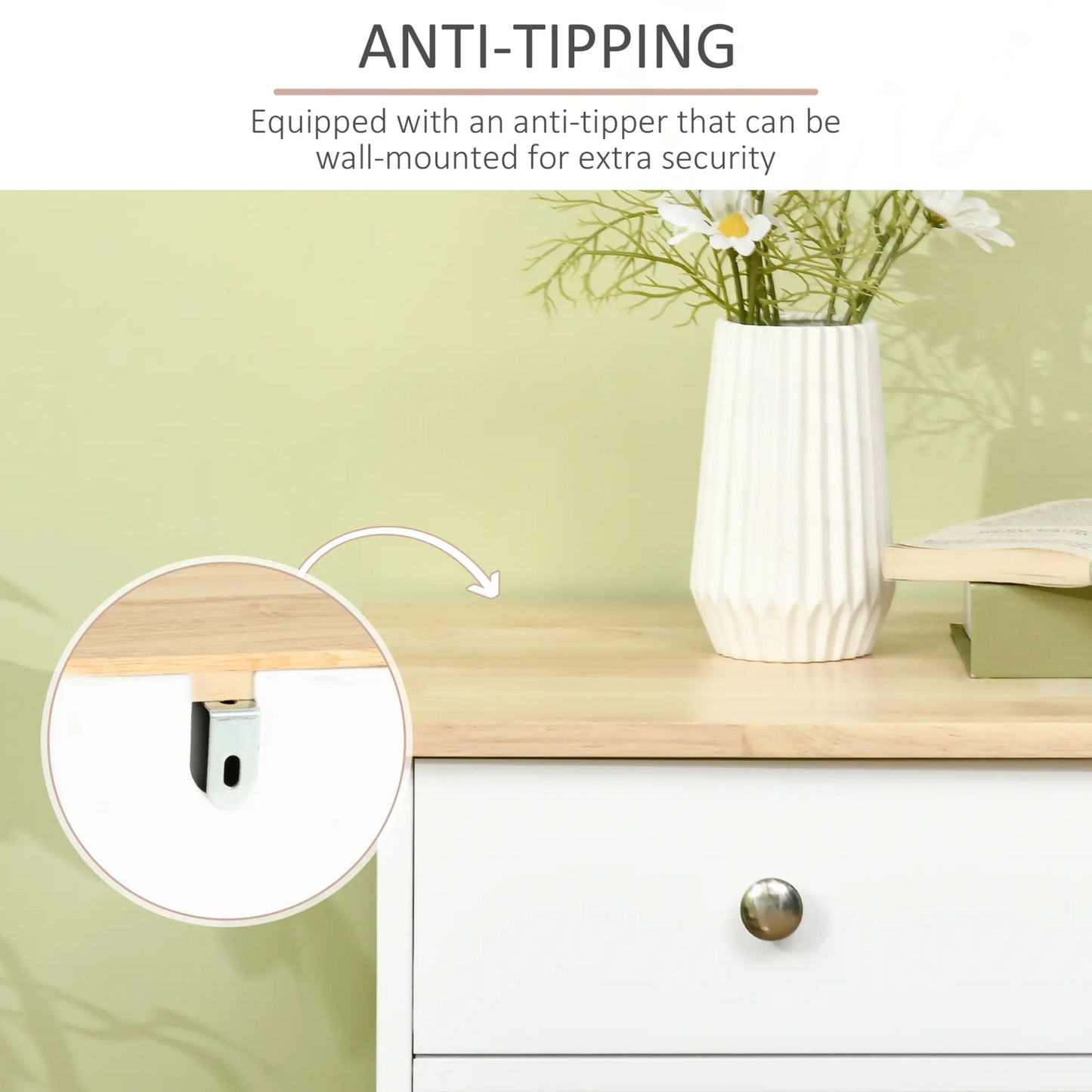 Modern Sideboard with Rubberwood Top, Buffet Cabinet with Storage - Living with Luxury