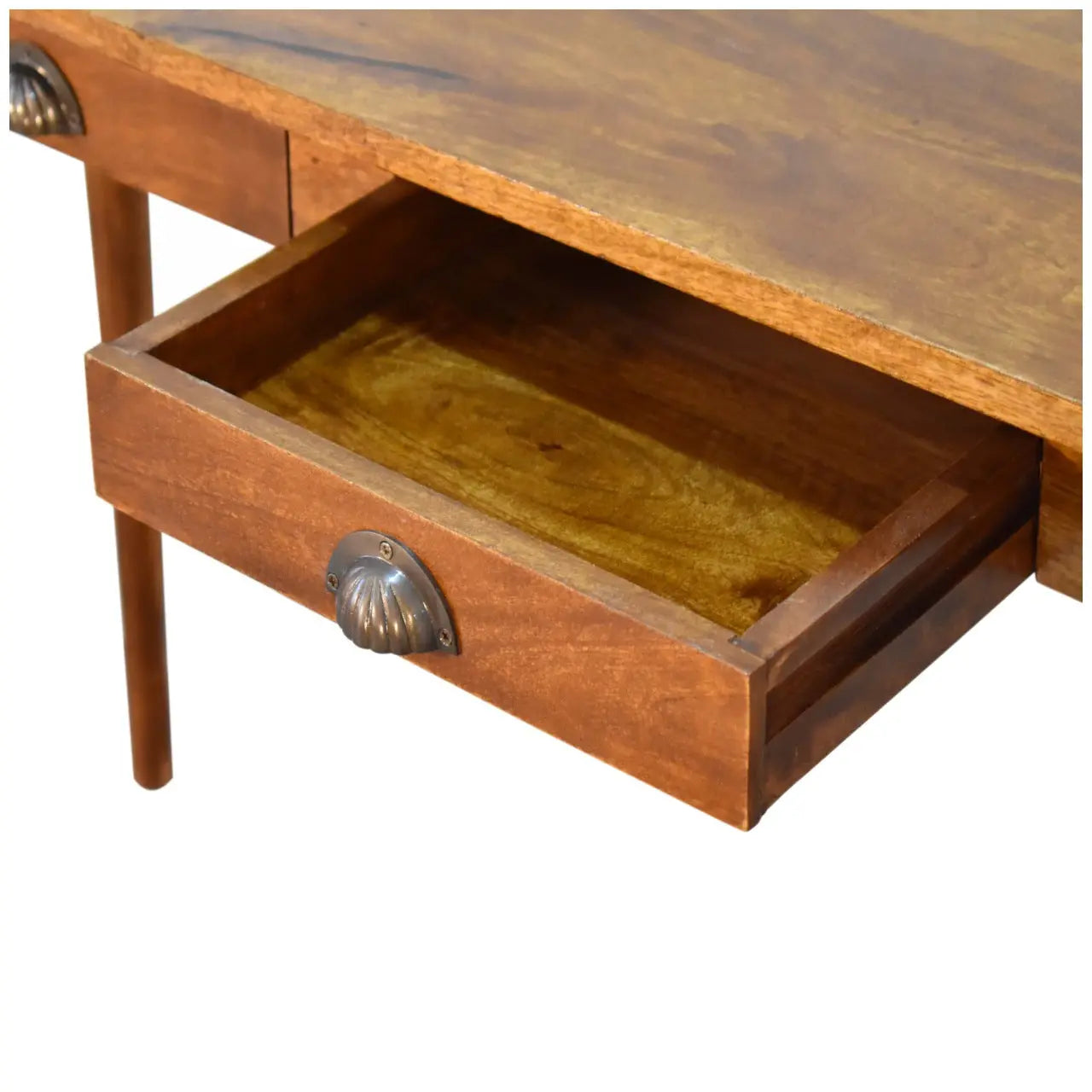 2 Drawer Chestnut Writing Desk | Solid Mango Wood for Home Office