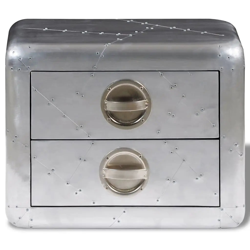 Aviator End Table with 2 Drawers Vintage Aircraft Airman Style - Living with Luxury