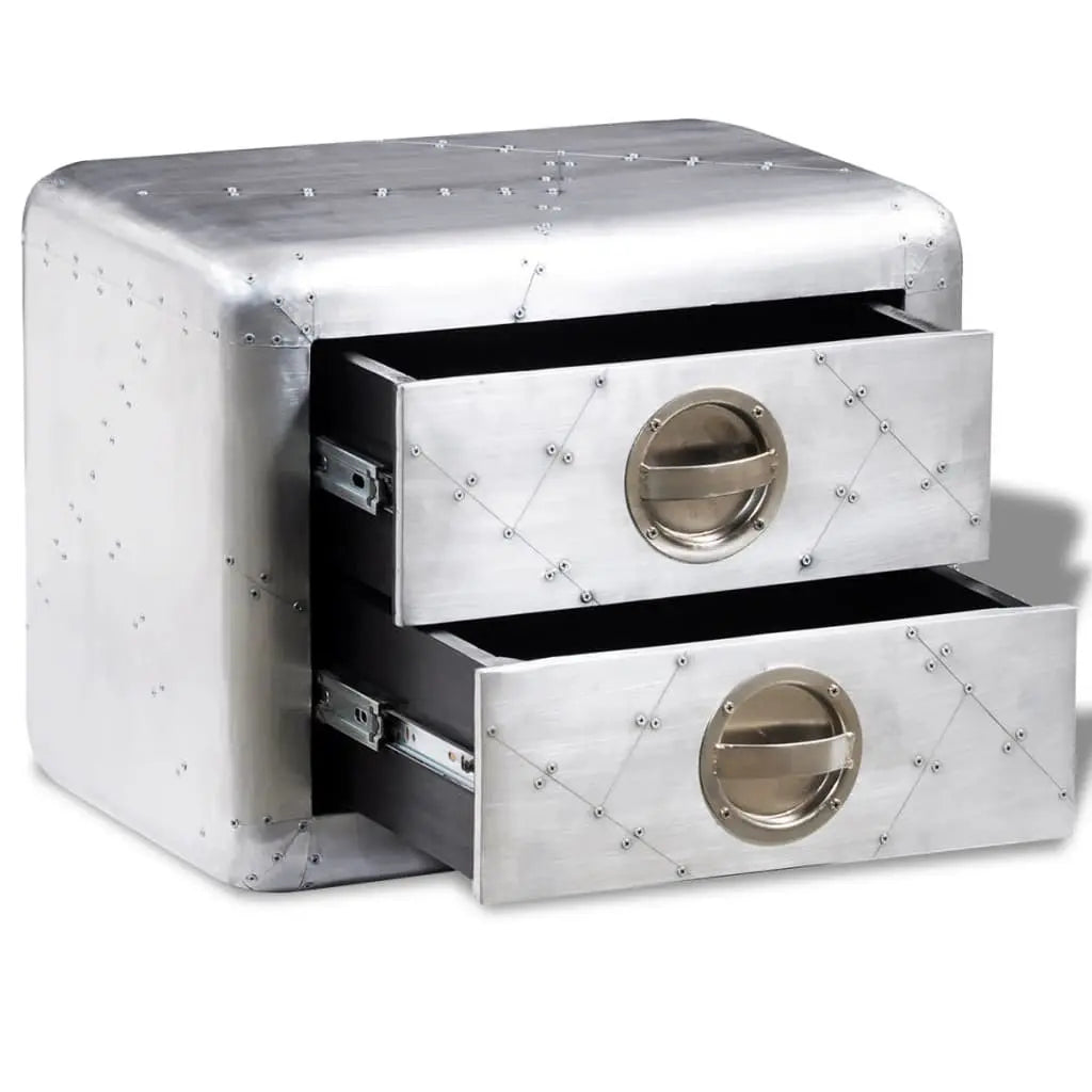 Aviator End Table with 2 Drawers Vintage Aircraft Airman Style - Living with Luxury