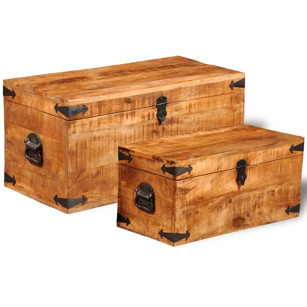 Storage Chest Set 2 Pieces Rough Mango Wood - Living with Luxury
