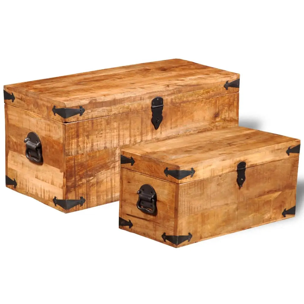 Storage Chest Set 2 Pieces Rough Mango Wood - Living with Luxury