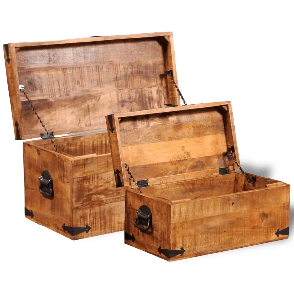 Storage Chest Set 2 Pieces Rough Mango Wood - Living with Luxury