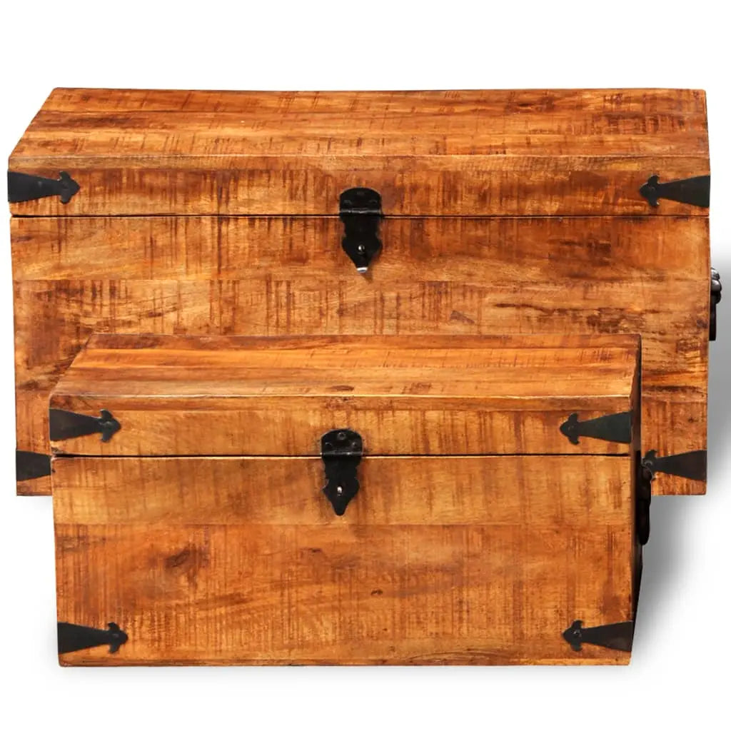 Storage Chest Set 2 Pieces Rough Mango Wood - Living with Luxury
