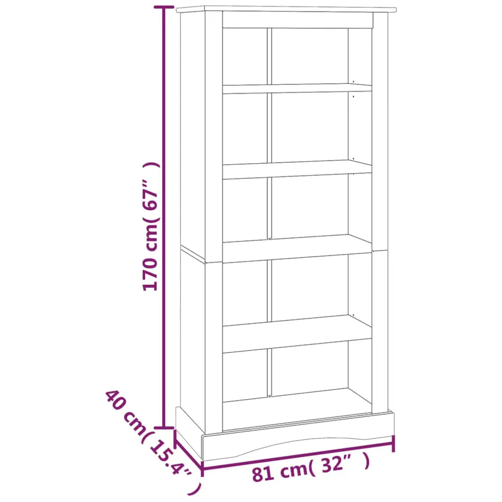 5-Tier Bookcase Mexican Pine Corona Range - Living with Luxury