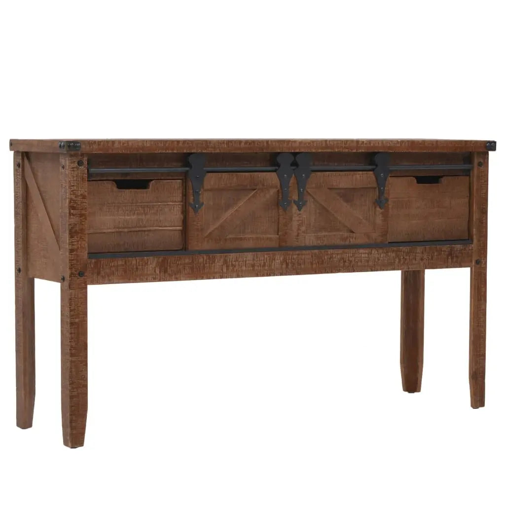 Console Table Solid Fir Wood Brown - Living with Luxury