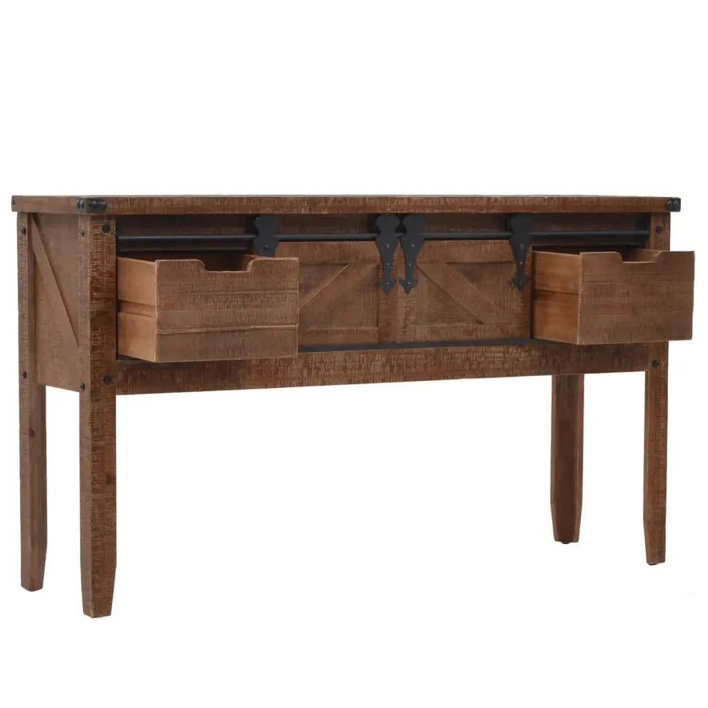 Console Table Solid Fir Wood Brown - Living with Luxury