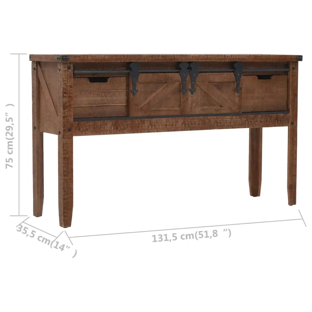 Console Table Solid Fir Wood Brown - Living with Luxury