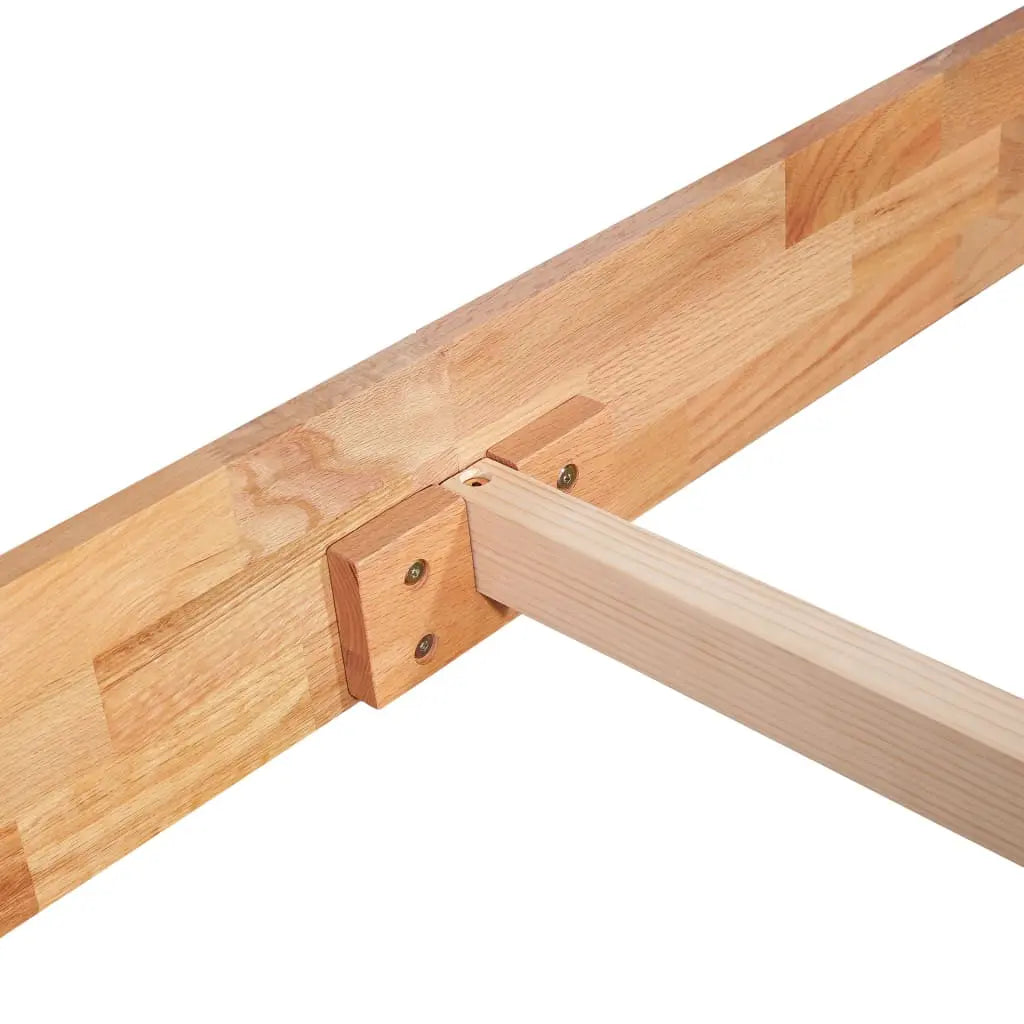 Bed Frame without Mattress Solid Oak Wood - Living with Luxury