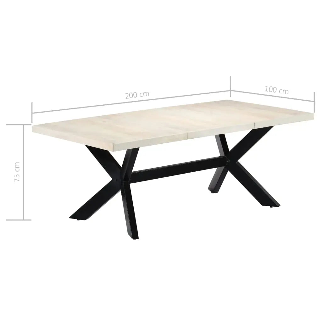 Dining Table White Solid Mango Wood - Living with Luxury