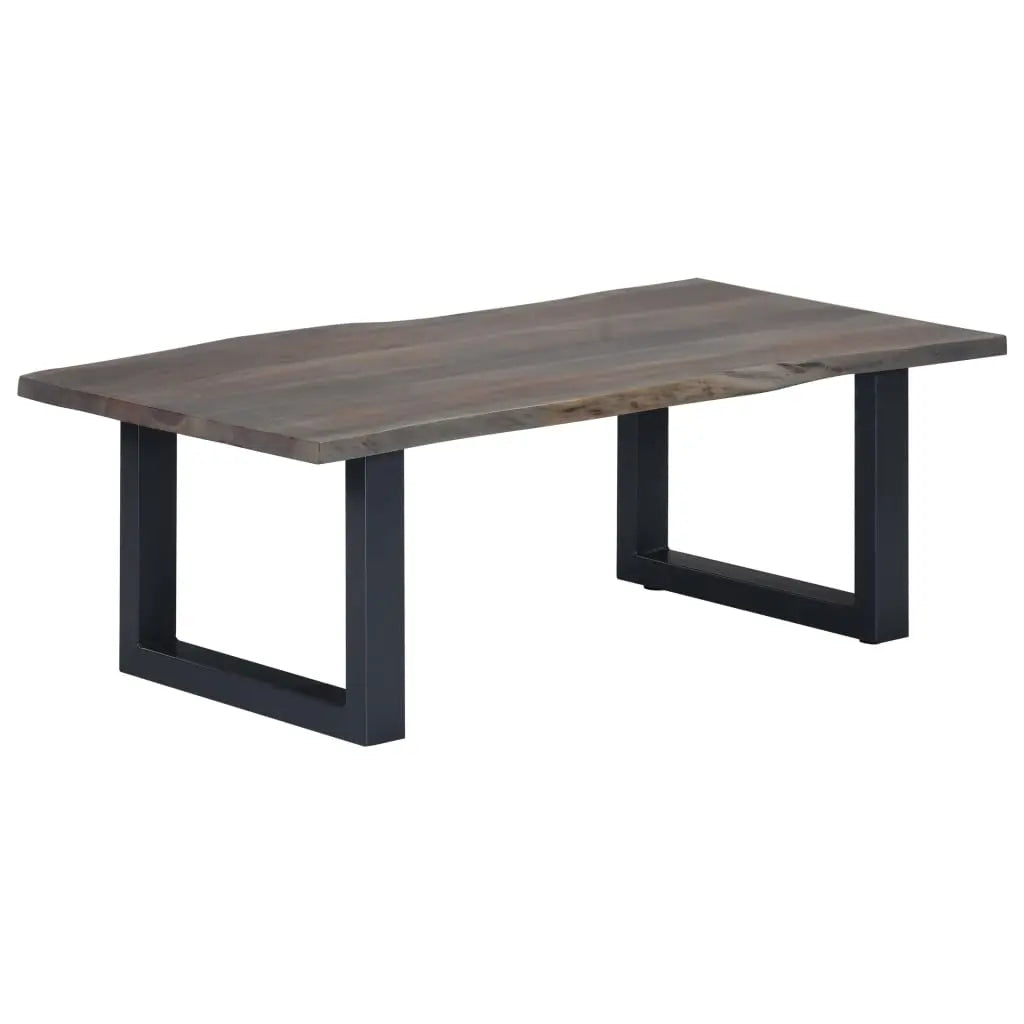 Coffee Table with Live Edges Grey Solid Acacia Wood - Living with Luxury