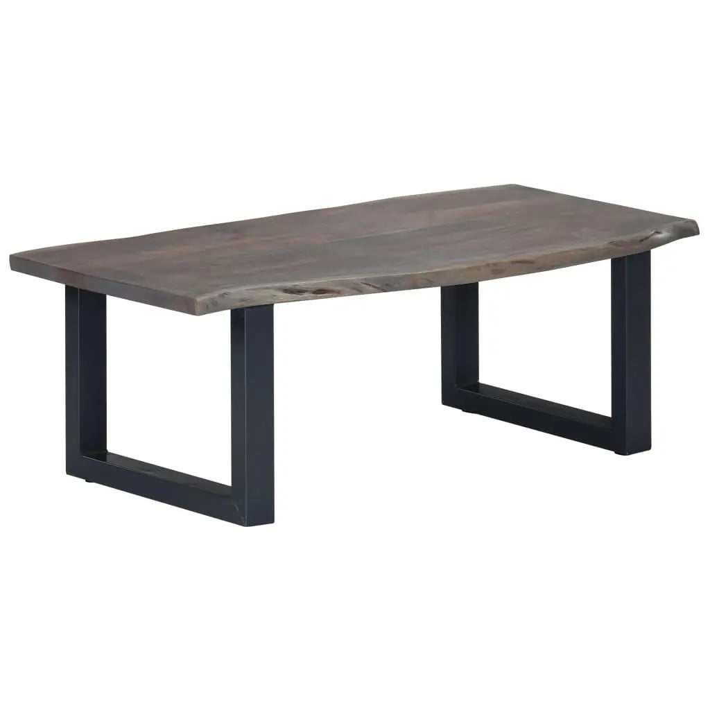Coffee Table with Live Edges Grey Solid Acacia Wood - Living with Luxury