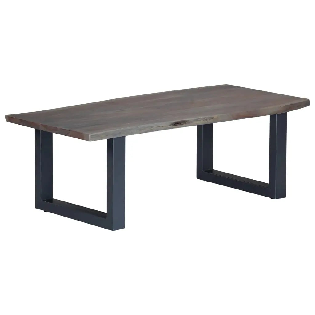Coffee Table with Live Edges Grey Solid Acacia Wood - Living with Luxury