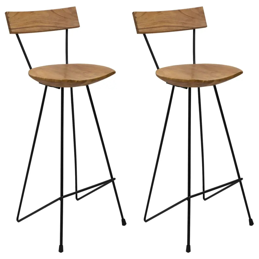 Bar Stools 2 pcs Solid Teak Wood - Living with Luxury