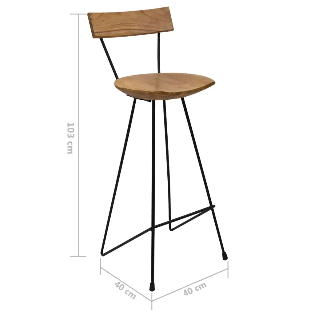 Bar Stools 2 pcs Solid Teak Wood - Living with Luxury