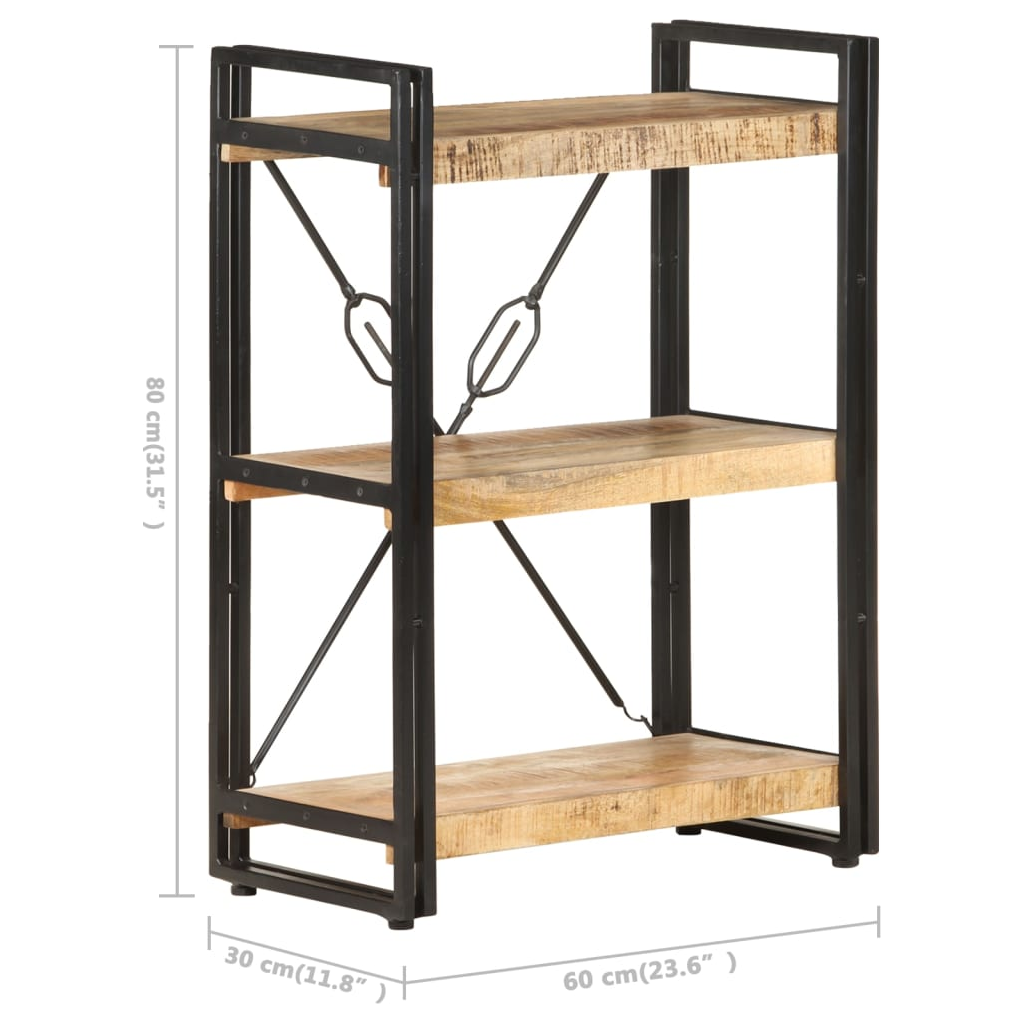 3-Tier Bookcase Solid Mango Wood Living with Luxury