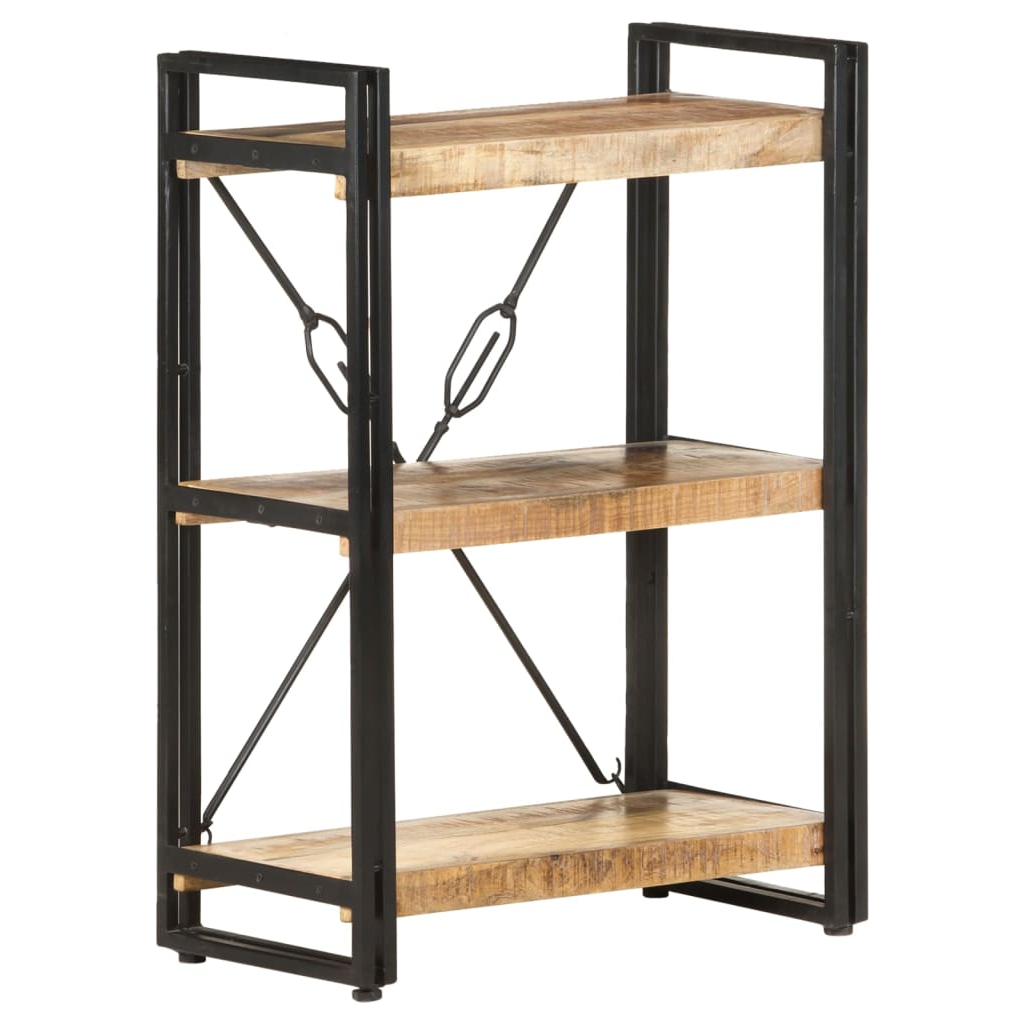 3-Tier Bookcase Solid Mango Wood Living with Luxury