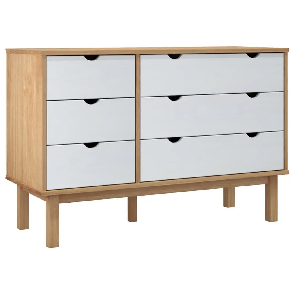 Drawer Cabinet OTTA Brown&White Solid Wood Pine - Living with Luxury