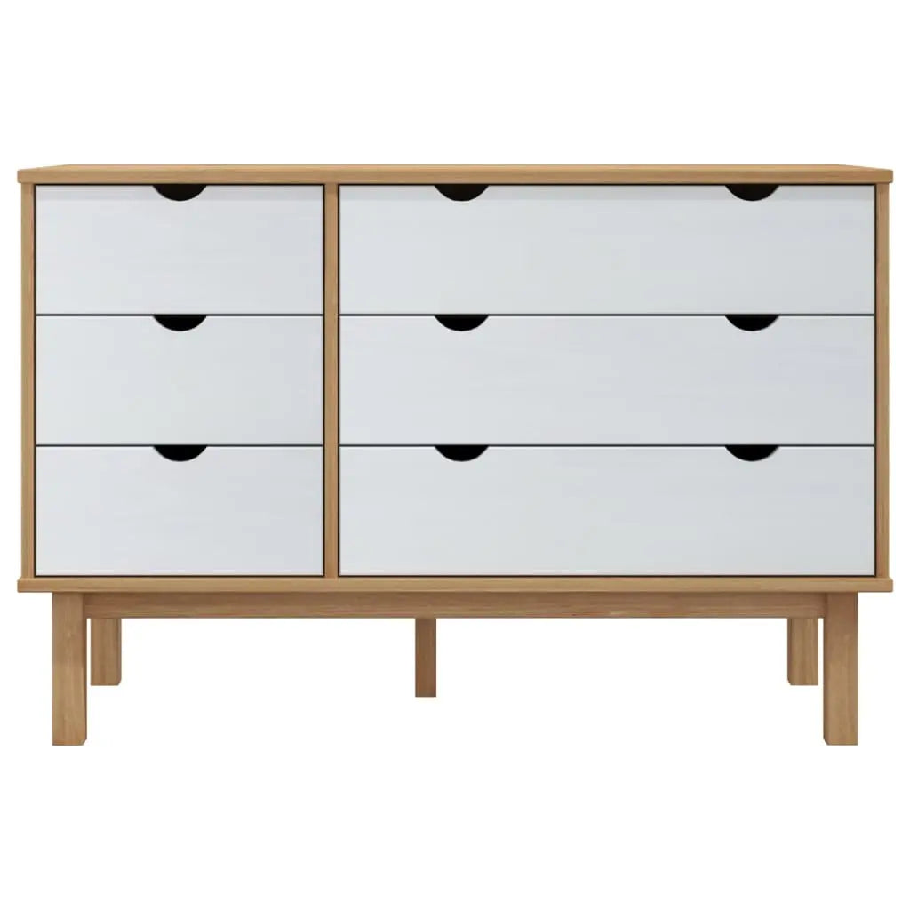Drawer Cabinet OTTA Brown&White Solid Wood Pine - Living with Luxury