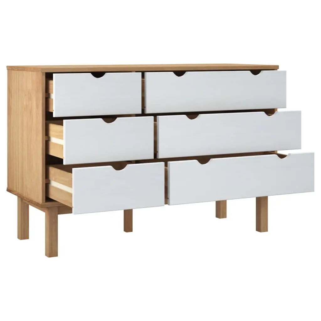Drawer Cabinet OTTA Brown&White Solid Wood Pine - Living with Luxury