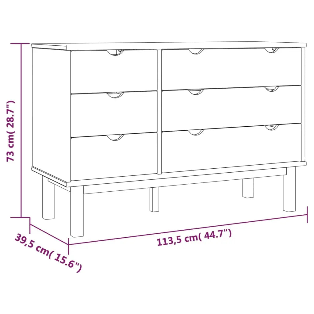 Drawer Cabinet OTTA Brown&White Solid Wood Pine - Living with Luxury