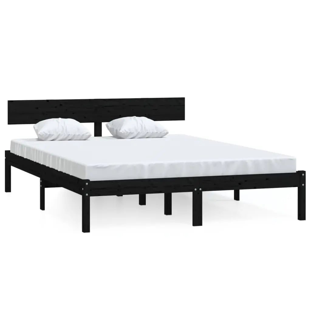 Bed Frame without Mattress Black Solid Wood Small Double - Living with Luxury