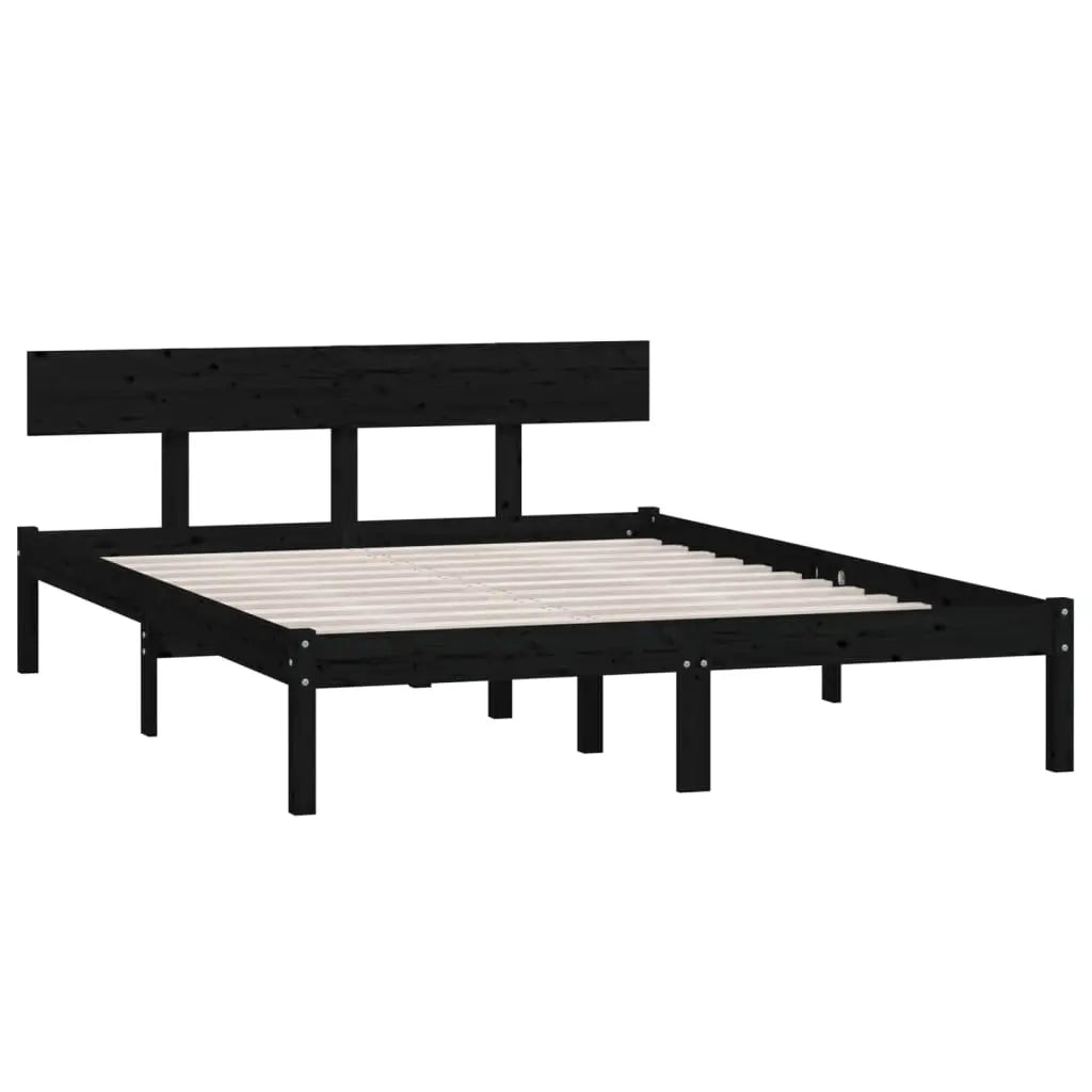 Bed Frame without Mattress Black Solid Wood Small Double - Living with Luxury
