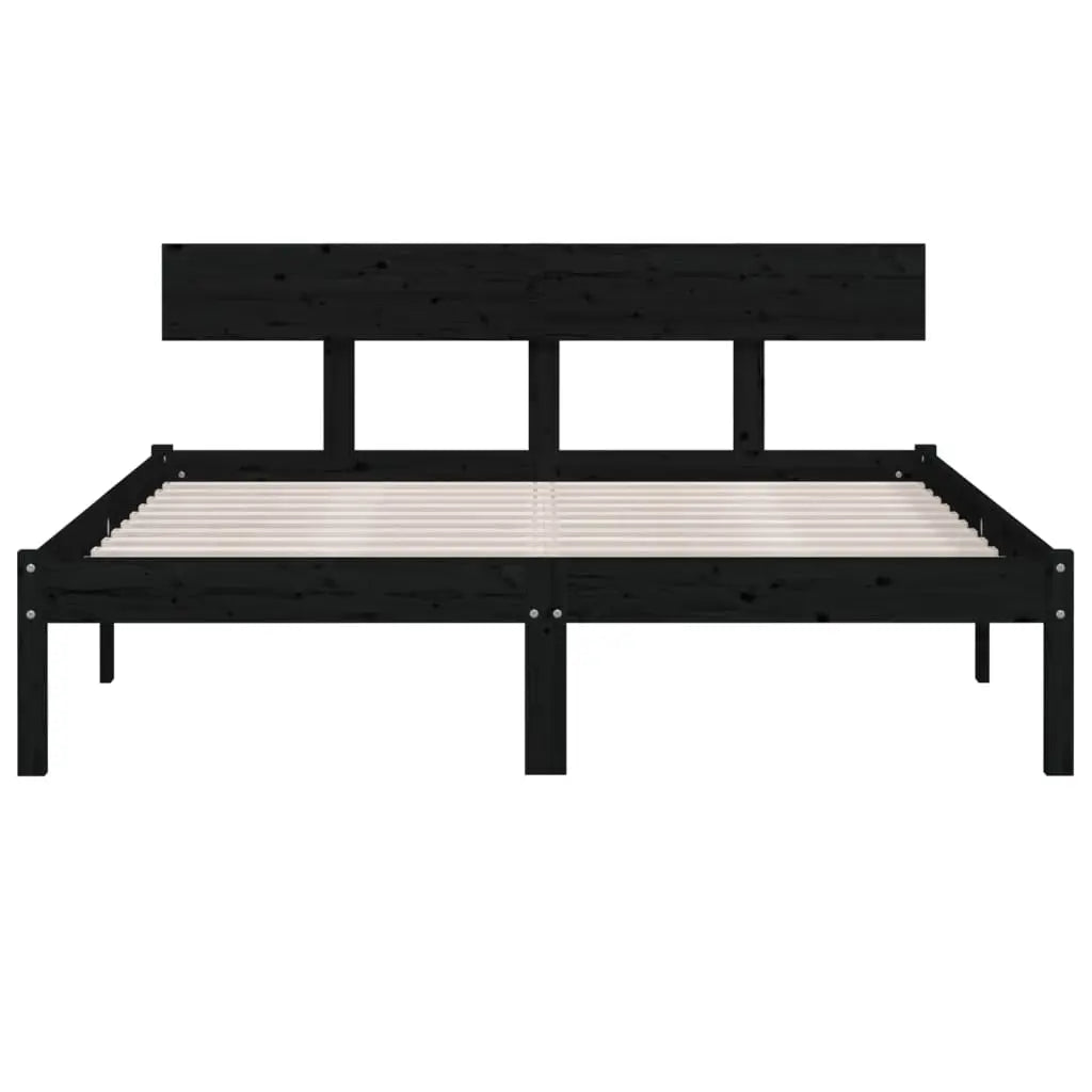 Bed Frame without Mattress Black Solid Wood Small Double - Living with Luxury