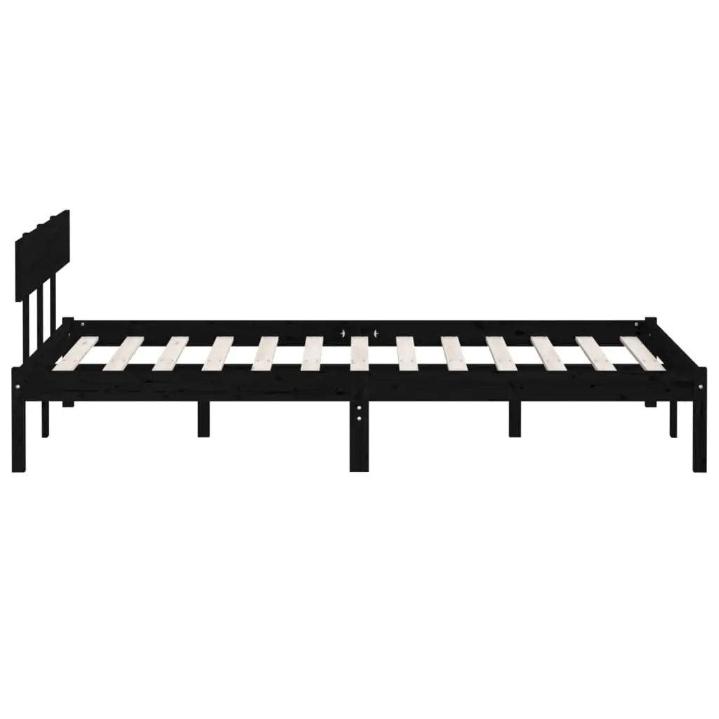 Bed Frame without Mattress Black Solid Wood Small Double - Living with Luxury