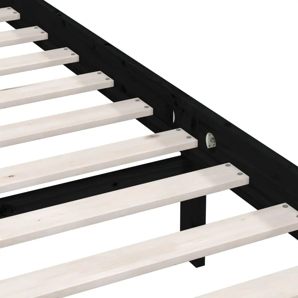 Bed Frame without Mattress Black Solid Wood Small Double - Living with Luxury