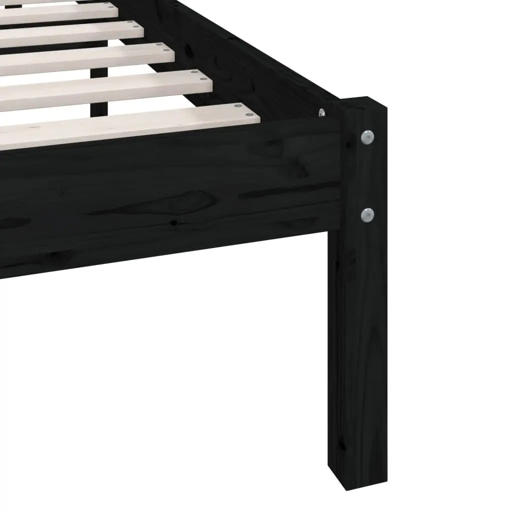 Bed Frame without Mattress Black Solid Wood Small Double - Living with Luxury