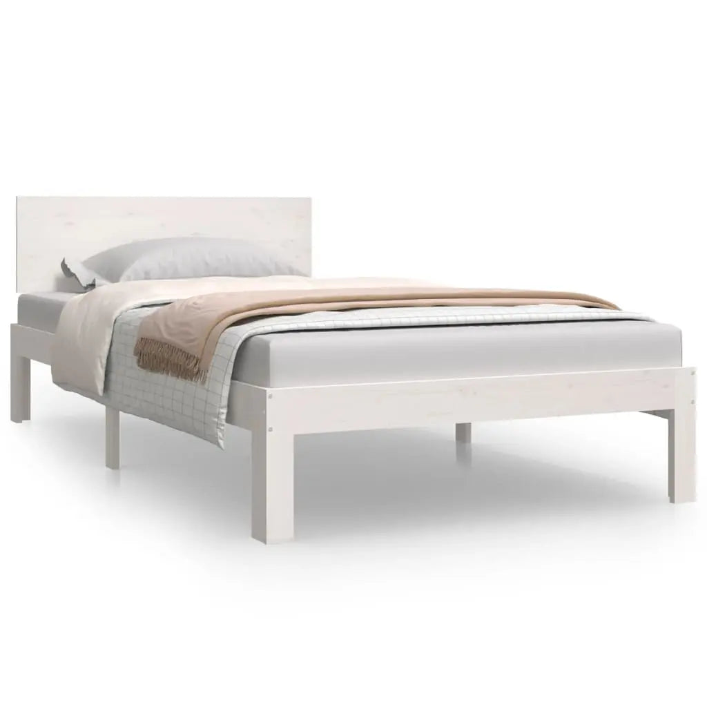 Bed Frame without Mattress White Solid Wood Pine - Living with Luxury