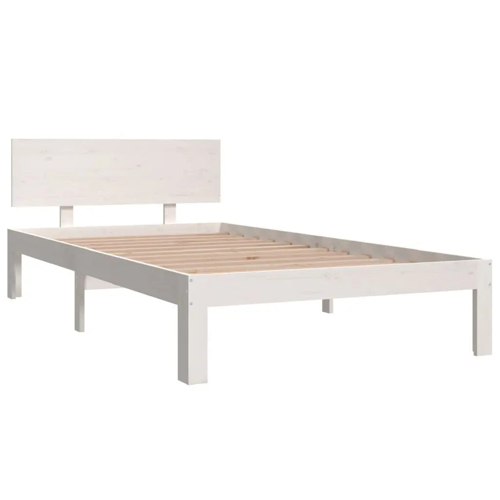 Bed Frame without Mattress White Solid Wood Pine - Living with Luxury