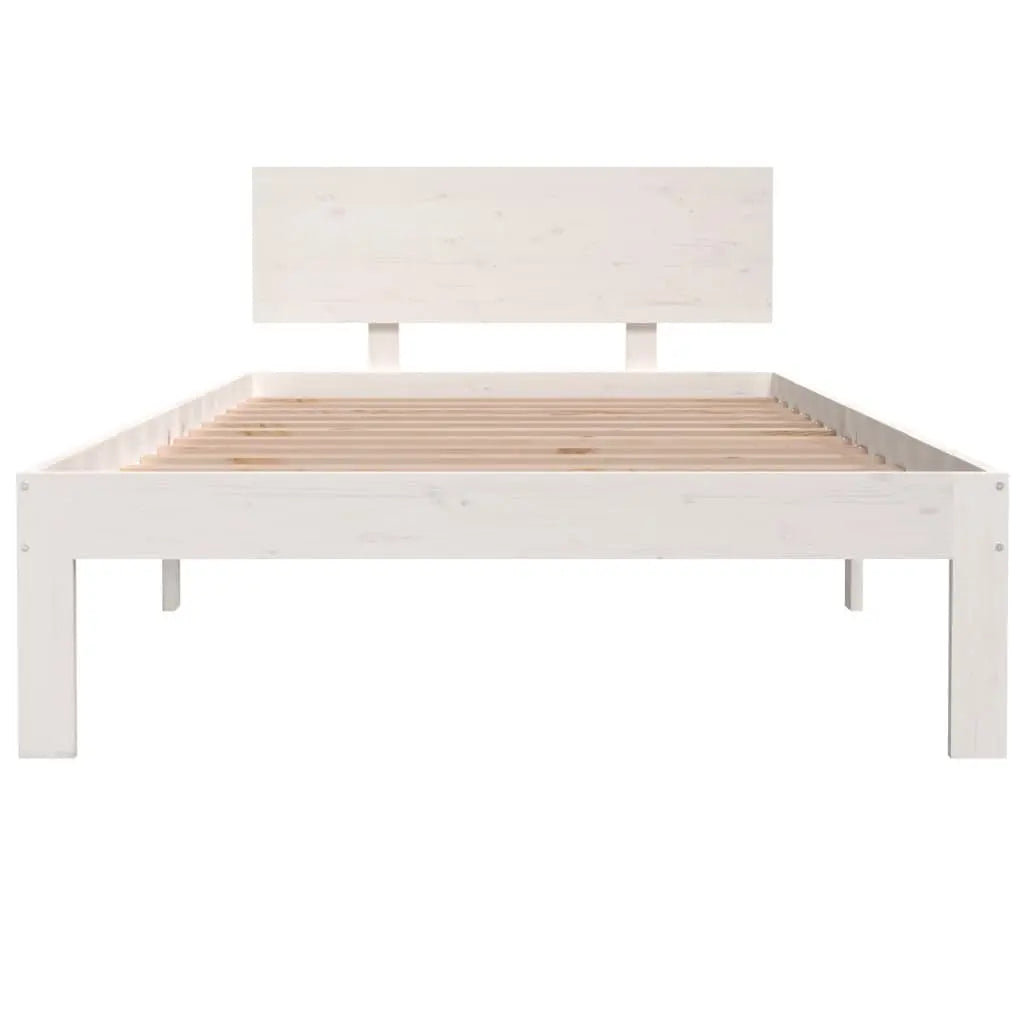 Bed Frame without Mattress White Solid Wood Pine - Living with Luxury