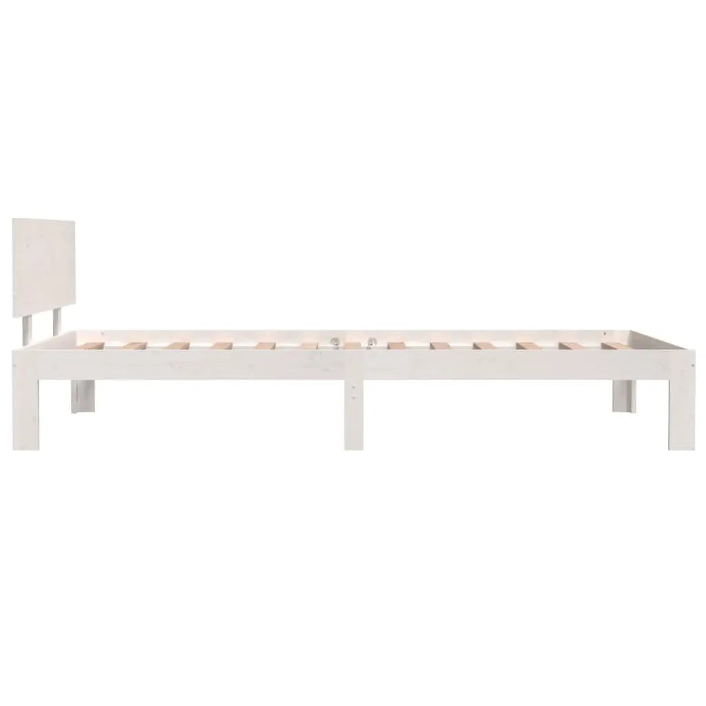 Bed Frame without Mattress White Solid Wood Pine - Living with Luxury