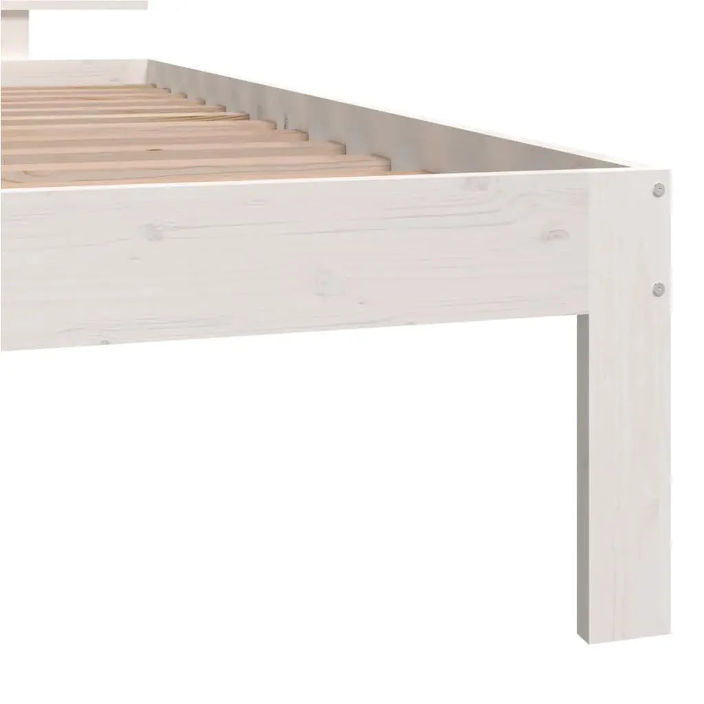Bed Frame without Mattress White Solid Wood Pine - Living with Luxury