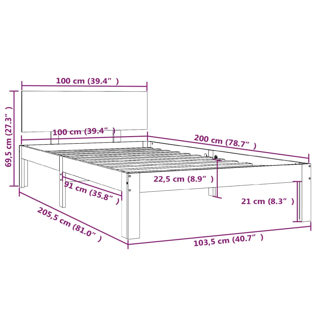 Bed Frame without Mattress White Solid Wood Pine - Living with Luxury