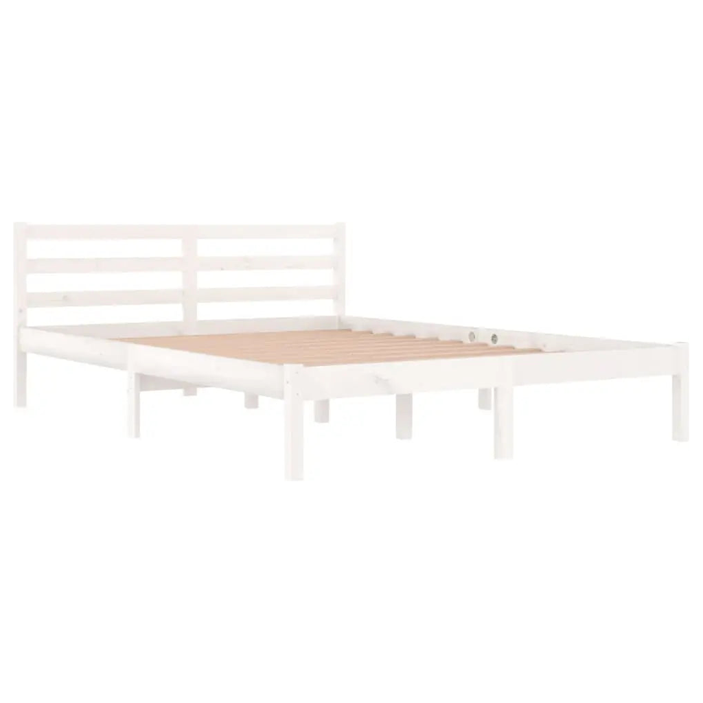 Bed Frame without Mattress Solid Wood Pine White - Living with Luxury