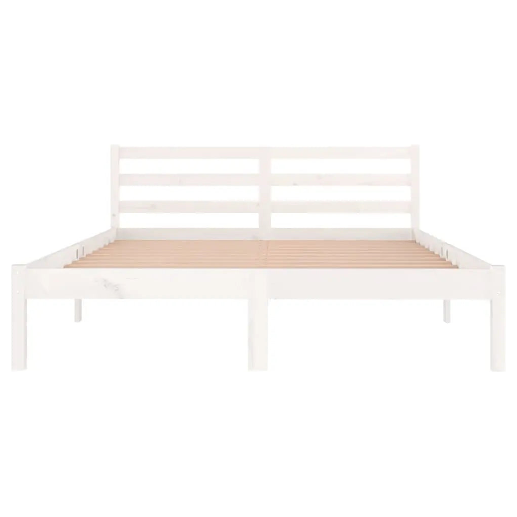 Bed Frame without Mattress Solid Wood Pine White - Living with Luxury