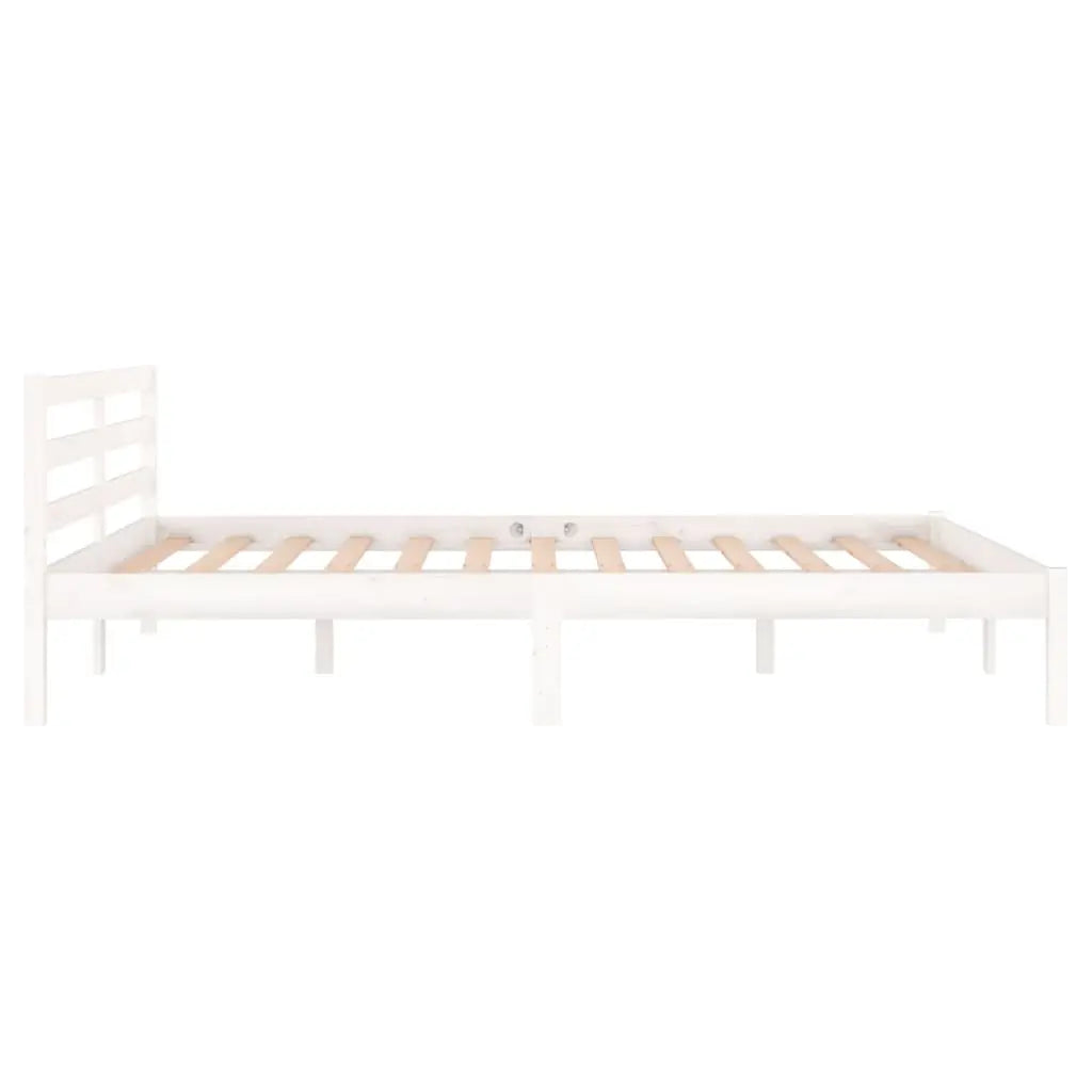 Bed Frame without Mattress Solid Wood Pine White - Living with Luxury