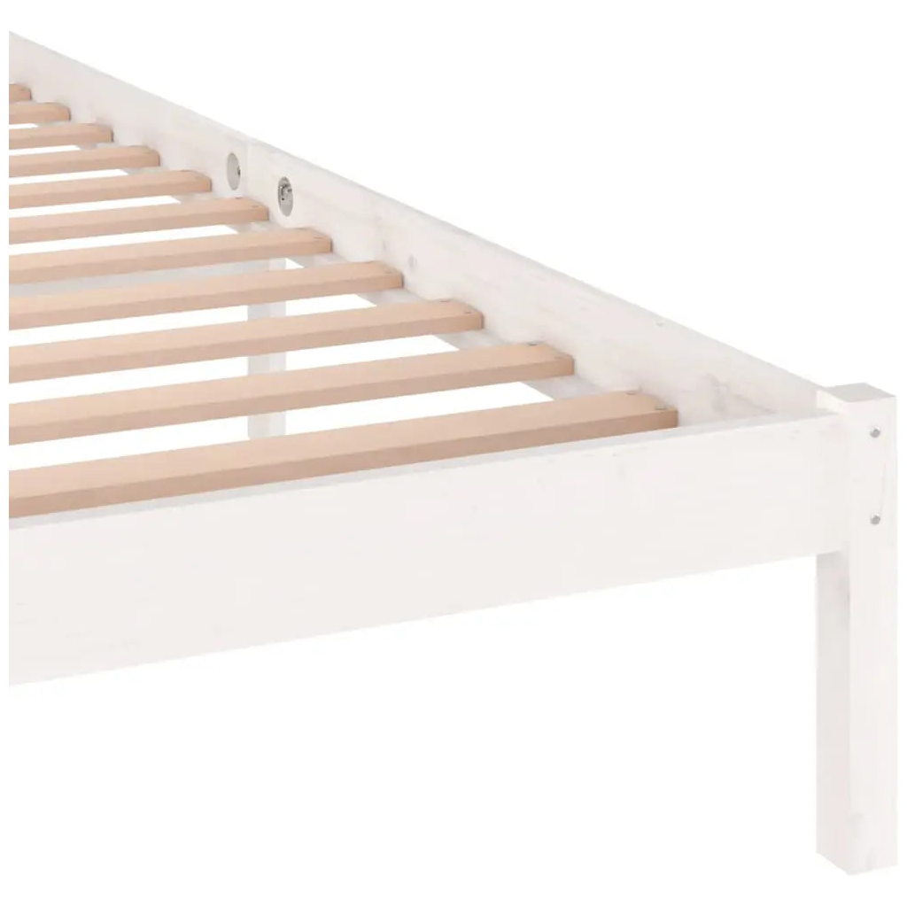 Bed Frame without Mattress Solid Wood Pine White - Living with Luxury
