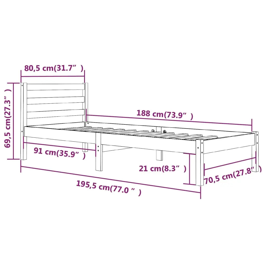 Bed Frame without Mattress White Small Single - Living with Luxury