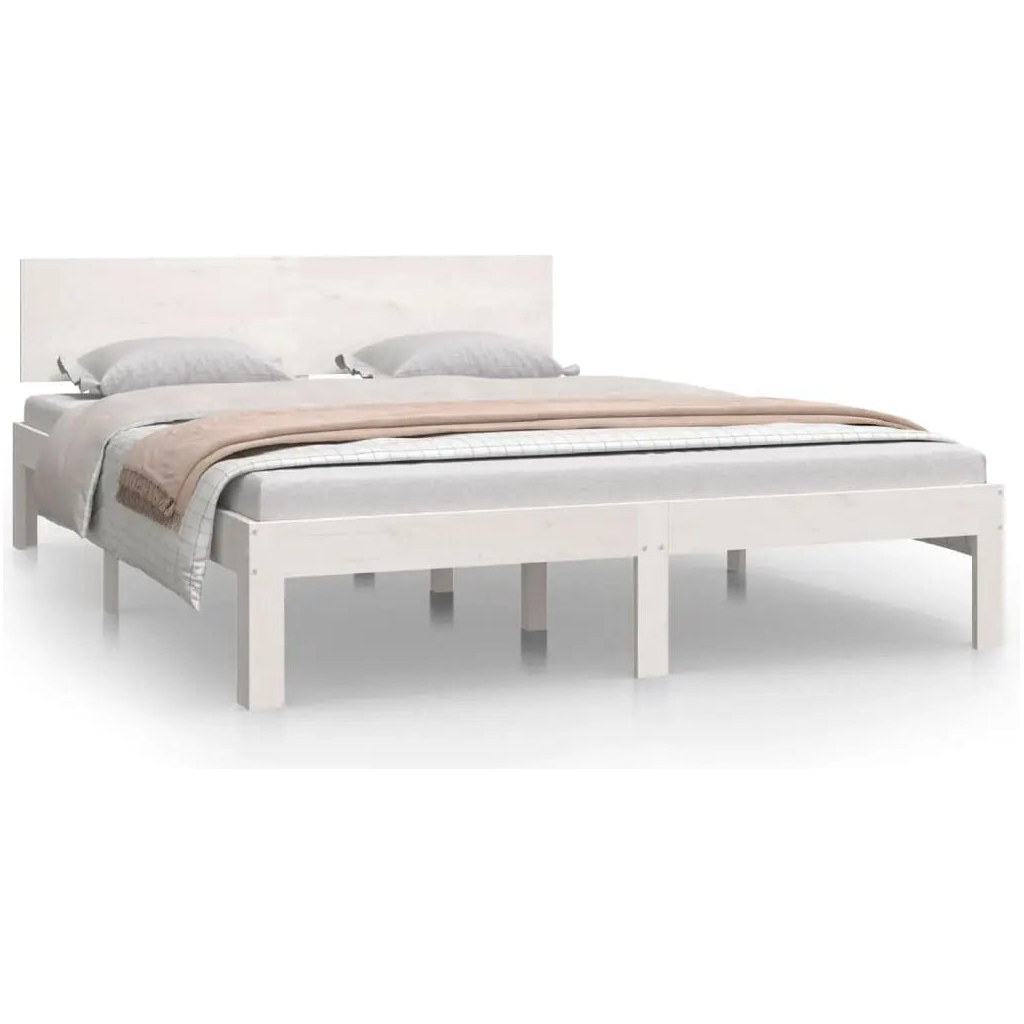 Bed Frame without Mattress White Solid Wood Pine - Living with Luxury