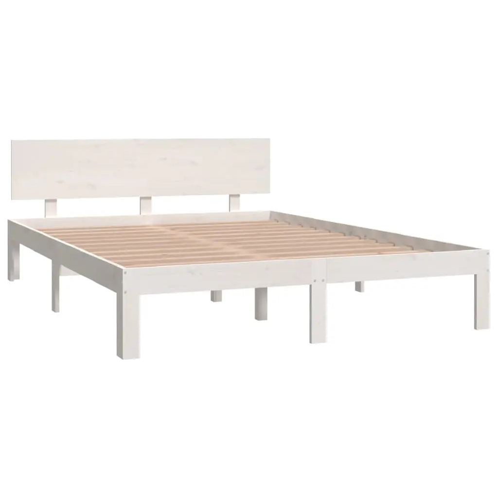Bed Frame without Mattress White Solid Wood Pine - Living with Luxury
