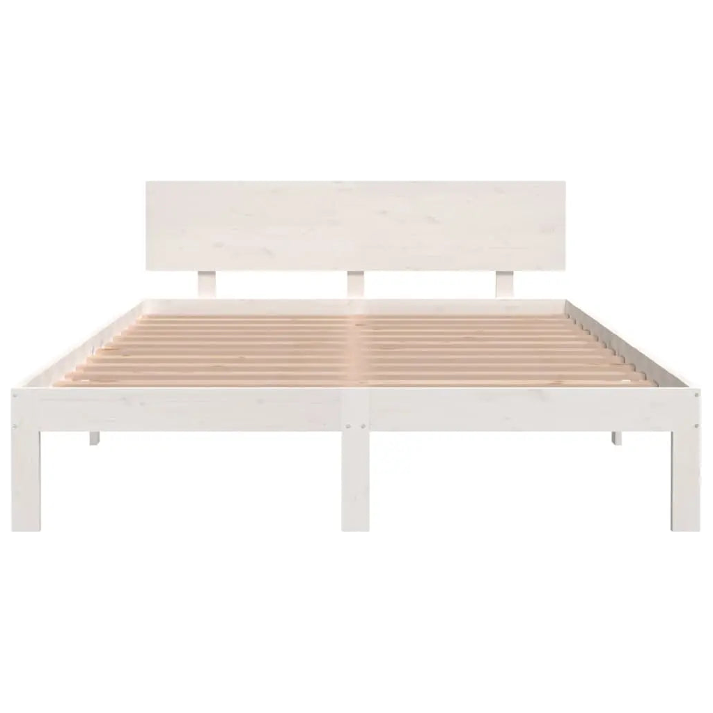 Bed Frame without Mattress White Solid Wood Pine - Living with Luxury