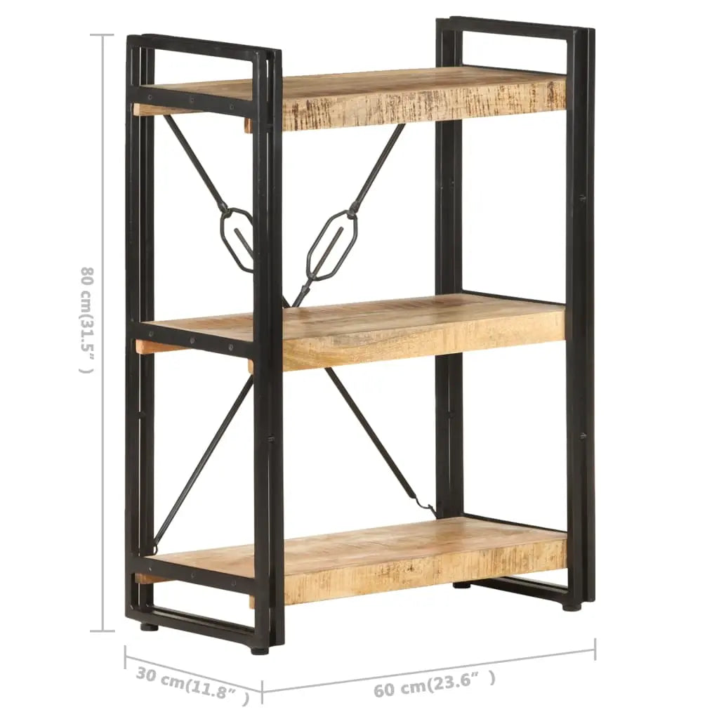 3-Tier Bookcase Solid Mango Wood Living with Luxury